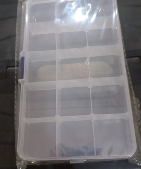 15-Grid Clear Plastic Jewelry Organizer Box with Dividers (1 Pc)