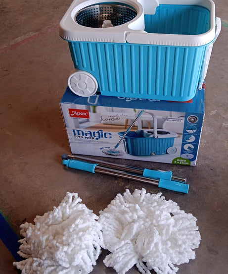 Apex Magic 360° Spin Mop Cleaning System with Stainless Steel Spinner