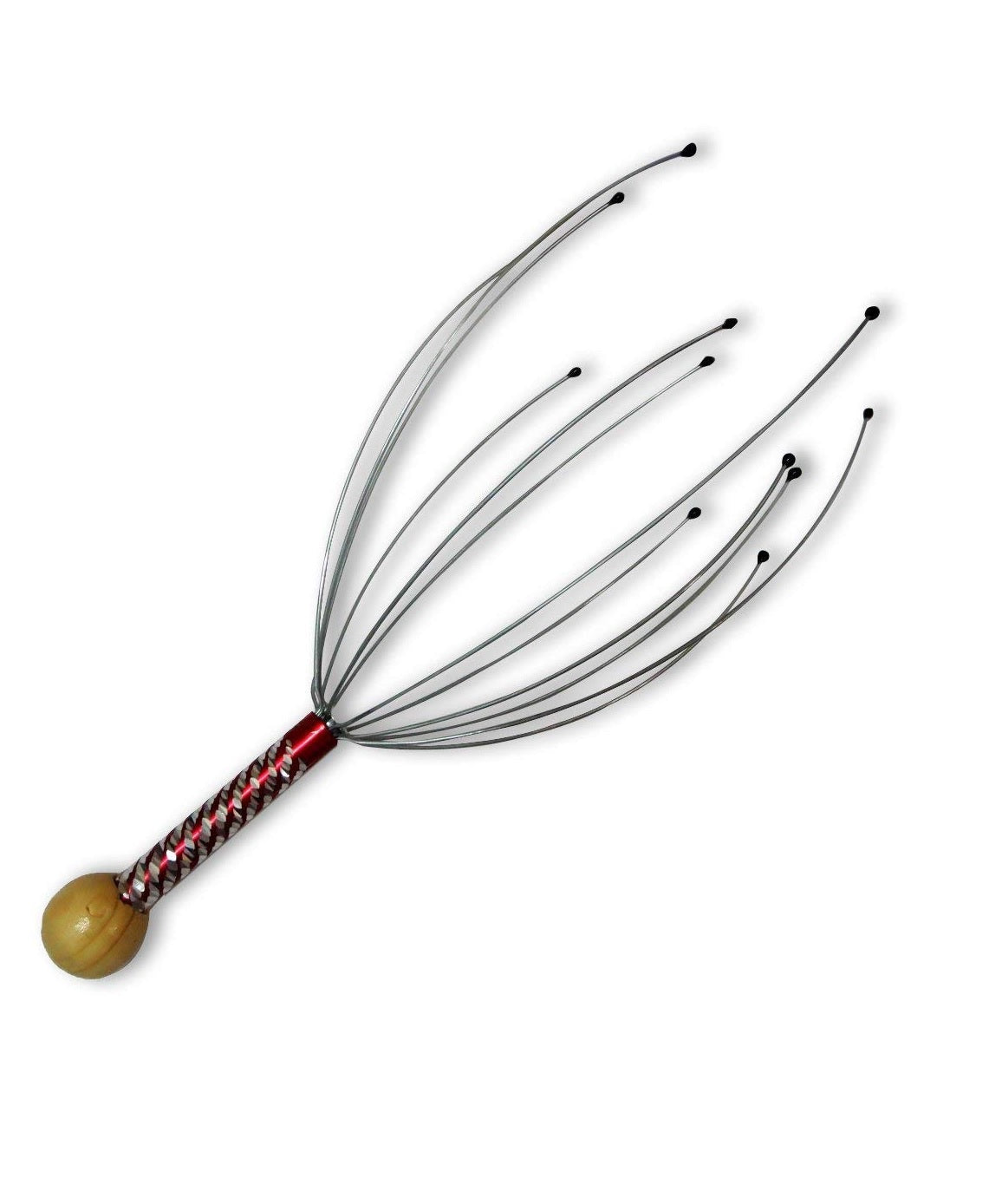 Handheld scalp massager for stress relief and relaxation.