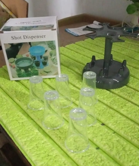6 shot Win glass dispensers With tray & 6 Pcs Glass