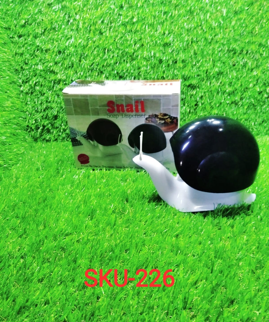 Compact snail shape liquid soap dispenser for easy dispensing.