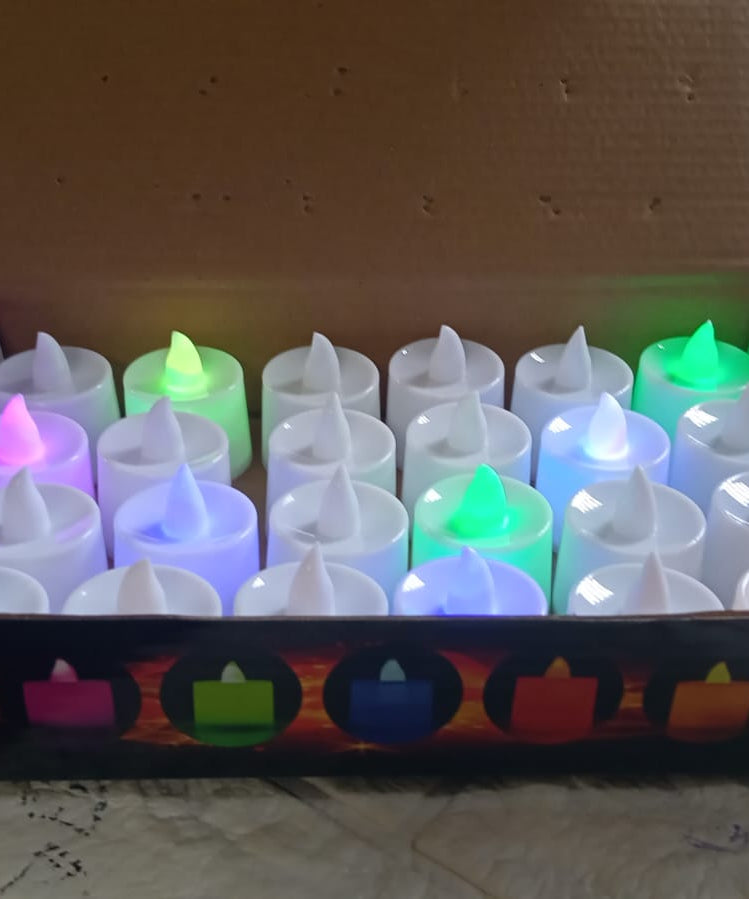 Set of multicolor LED tealights for festive use