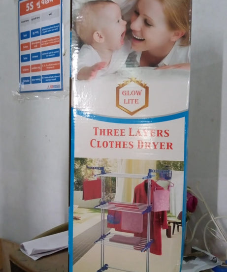 Premium Heavy Duty Stainless Steel 3 Layer Foldable Cloth Drying Stand (1 Set / With Color Box)