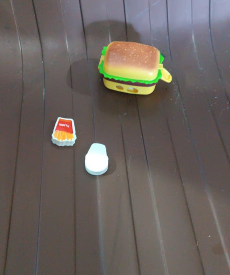 Plastic Burger Shape Small Size Double Hole Sharpener With Eraser (1 Set)