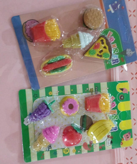 3D Food Fancy & Colorful Erasers – Cute Novelty Eraser Set for Kids & School Prize (1 Set / Mix Design & Color)