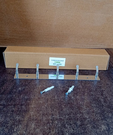 Stainless Steel Wall Mounted Coat 5 Hook Rack (26x3 / 1 Pc)