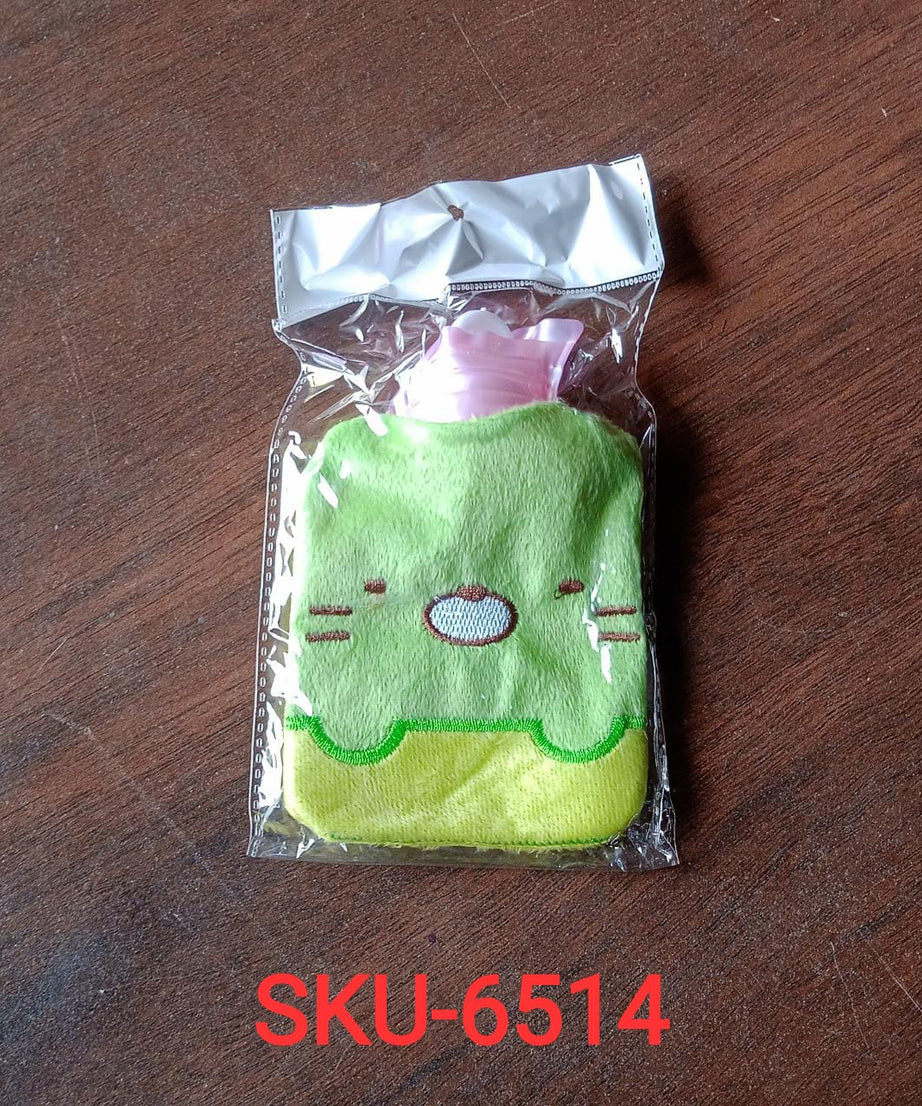 Green Kitty hot water bag for warming and pain relief