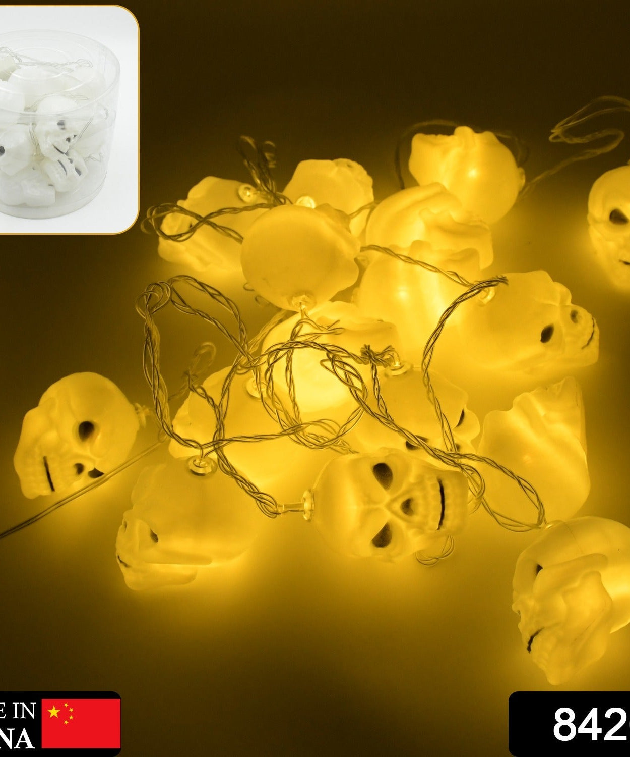 Halloween Decoration Outdoor Indoor Skeleton Head Skulls String Light Set Blow Mold, Decoration Lights Fairy Lights Led Garlands Halloween Decor Garland Decor Wreath Pumpkin