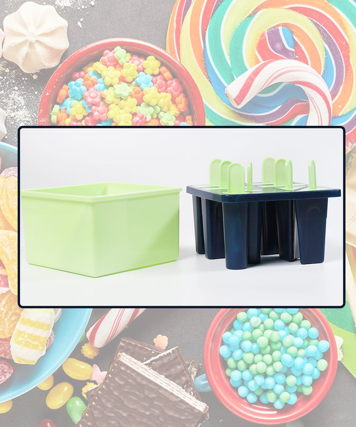 Multi-cavity kulfi mold with stick holders