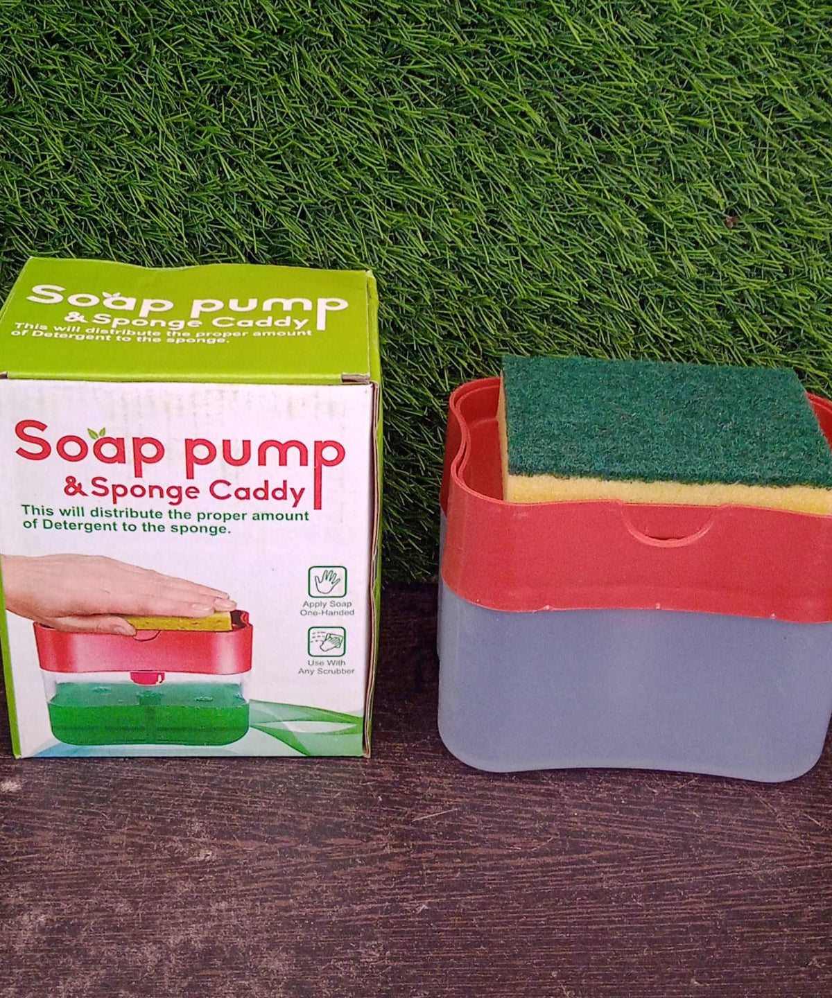 Soap dispenser with sponge