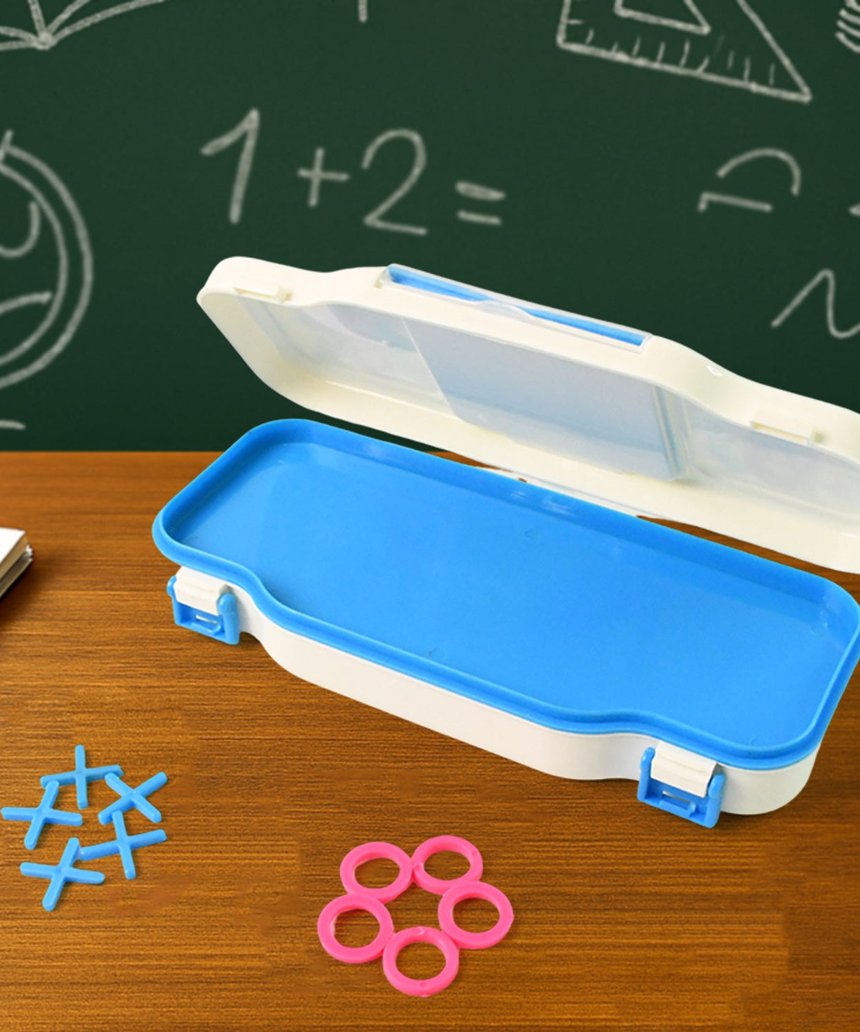 Kids Pencil Box with Built-in Tic Tac Toe Game