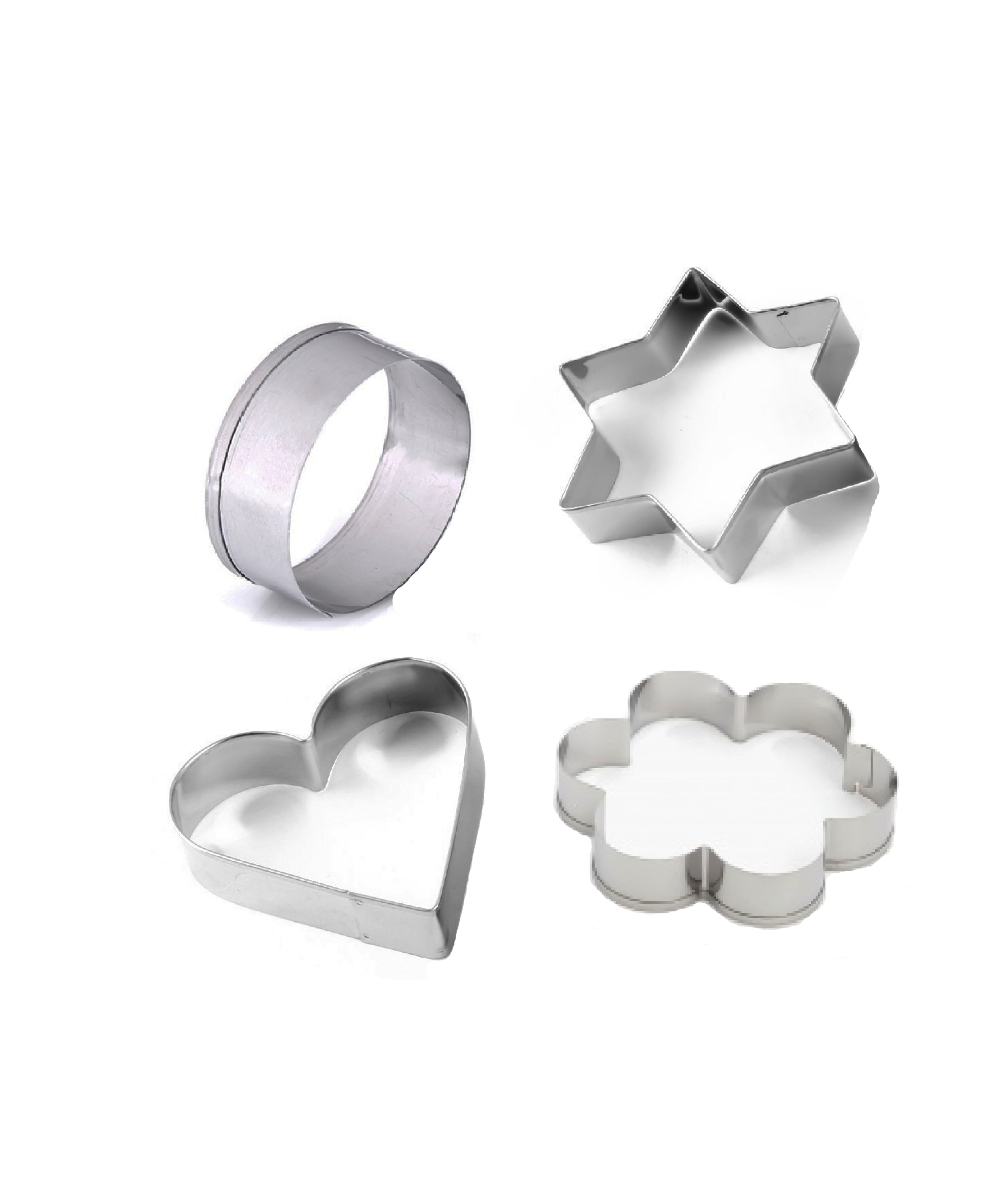 0827 Cookie Cutter Stainless Steel Cookie Cutter with Shape Heart Round Star and Flower (4 Pieces)