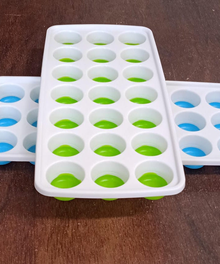 21 Cavity  Up Ice Cube Trays-Easy Release, Flexible Silicone Bottom - Stackable, BPA Free, Food Grade - for Convenient Freezer Ice Making (2 Pc Set)