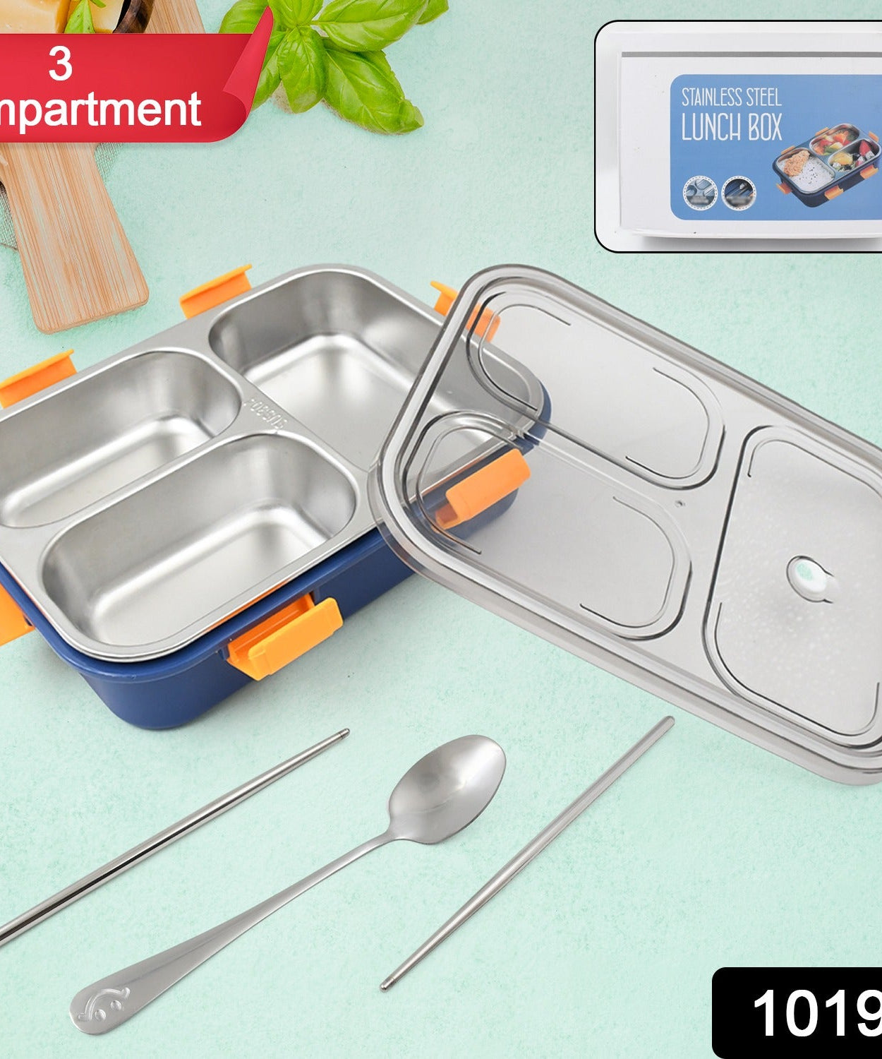 Clear Compartment Stainless Steel Lunch Set