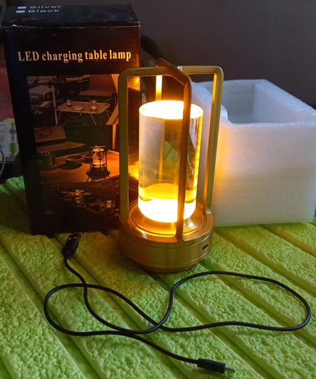 Crystal Lantern Lamp, Crystal Lantern Table Lamp, 3 Colors Rechargeable Cordless Led Lights for Restaurant / Bedroom Lights (1 Pc)