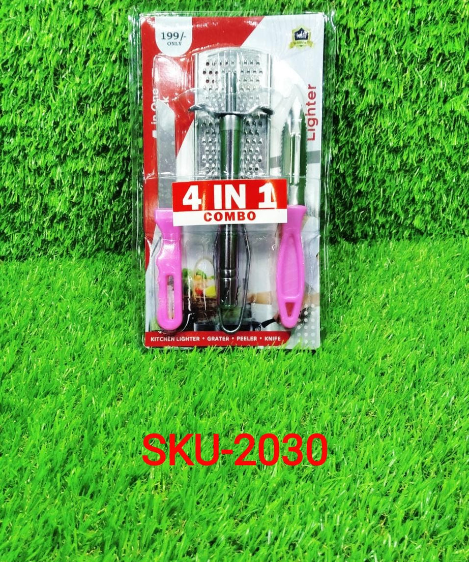 4In1 Combo - Stainless Steel Kitchen Lighter, Knife, Peeler and Smooth Grater
