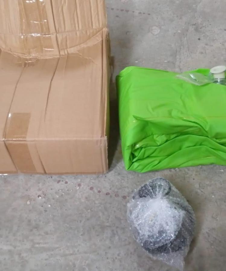 Portable inflatable camping bed, includes pump and pillows