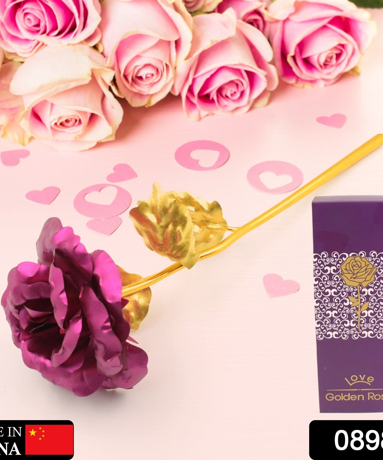 Gold Rose Artificial Rose Flower With Gift Box, Plastic Flowers Best Gifts for Friend Girl Wife Women, Golden Rose Gift for Valentine's Day, Mother's Day, Anniversary, Birthday, Wedding, Gold (1 Pc)