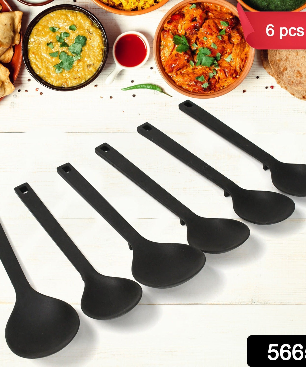 Multipurpose Silicone Spoon, Silicone Basting Spoon Non-Stick Kitchen Utensils Household Gadgets Heat-Resistant Non Stick Spoons Kitchen Cookware Items For Cooking and Baking (6 Pcs Set)