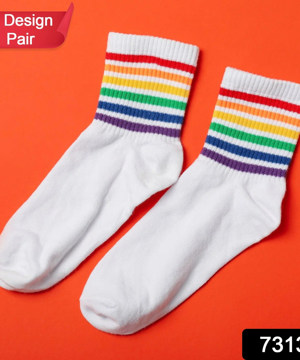 Designer socks with multiple prints.