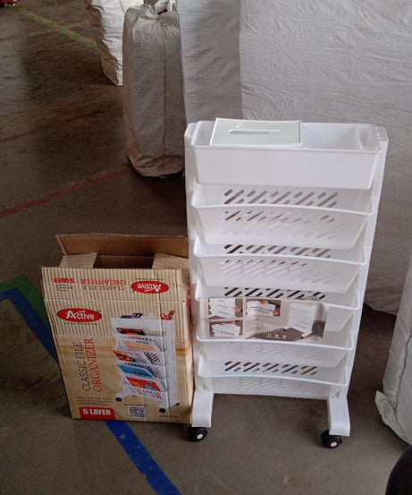 Movable Bookshelf, Large Capacity Rotatable Plastic Rolling Organization Shelf / Rack