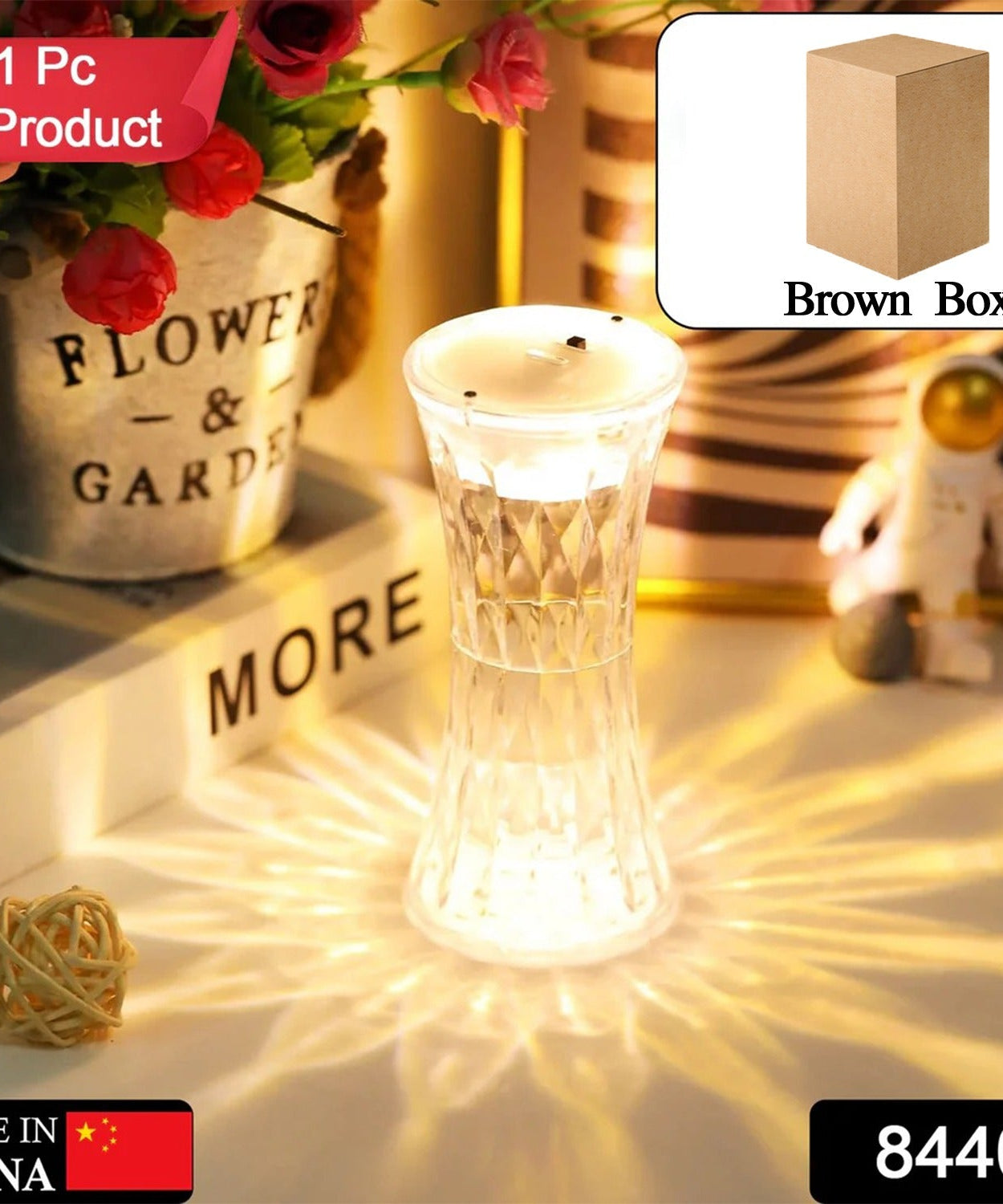 Crystal Table Lamp – Universal Soft Night Light & Study, Bedroom, Office & Children's Room, Diwali (1 Pc)