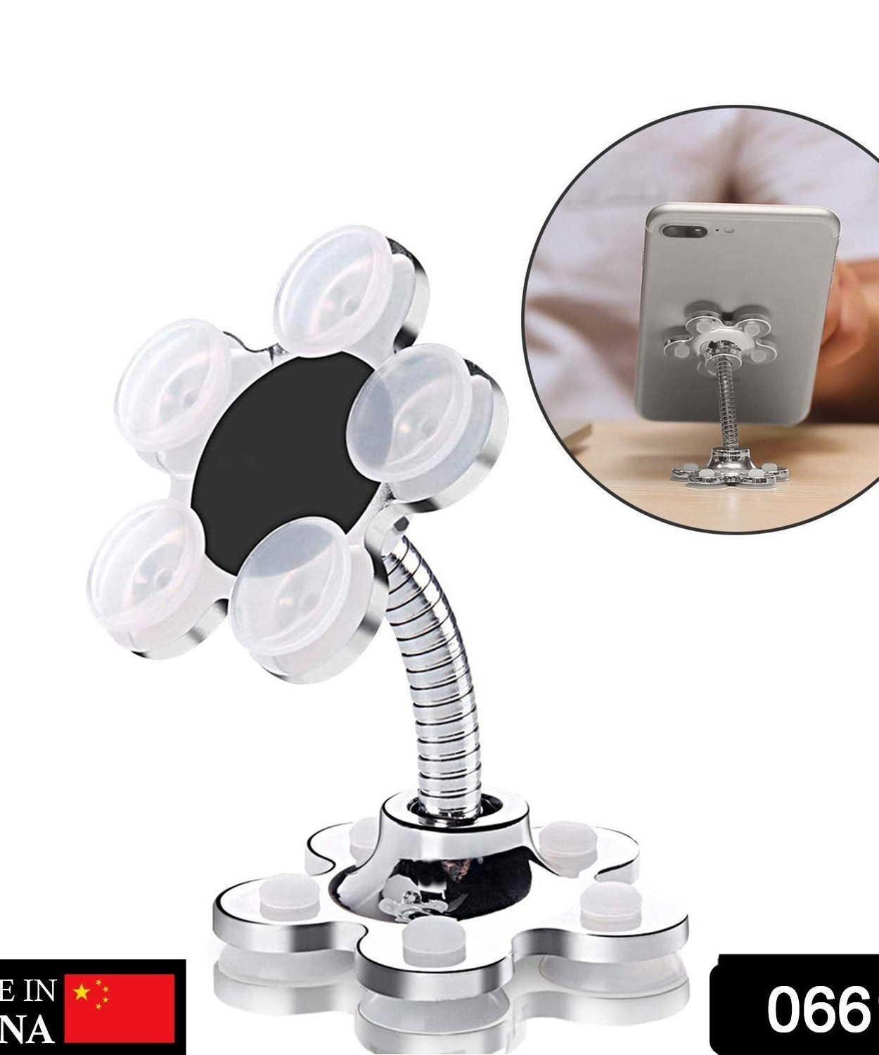 Multi-function phone stand with double-sided suction.
