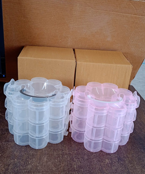 3-Layer Transparent Plastic Flower-Shaped Storage Box with 9 Grids