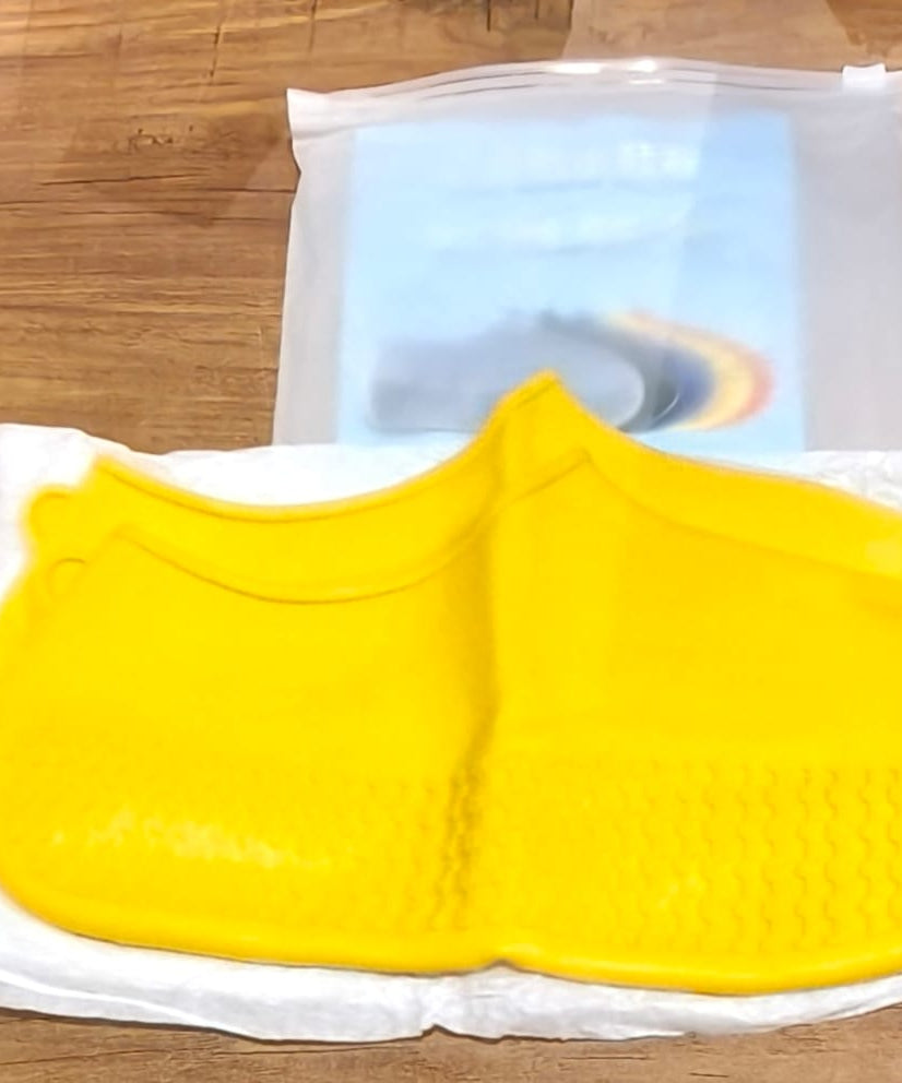 Yellow Non-Slip Silicone Rain Reusable Anti skid Waterproof Fordable Boot Shoe Cover (1 Pair )