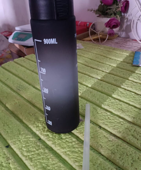 Plastic Black Motivational Water Bottle with Straw (900 ML)