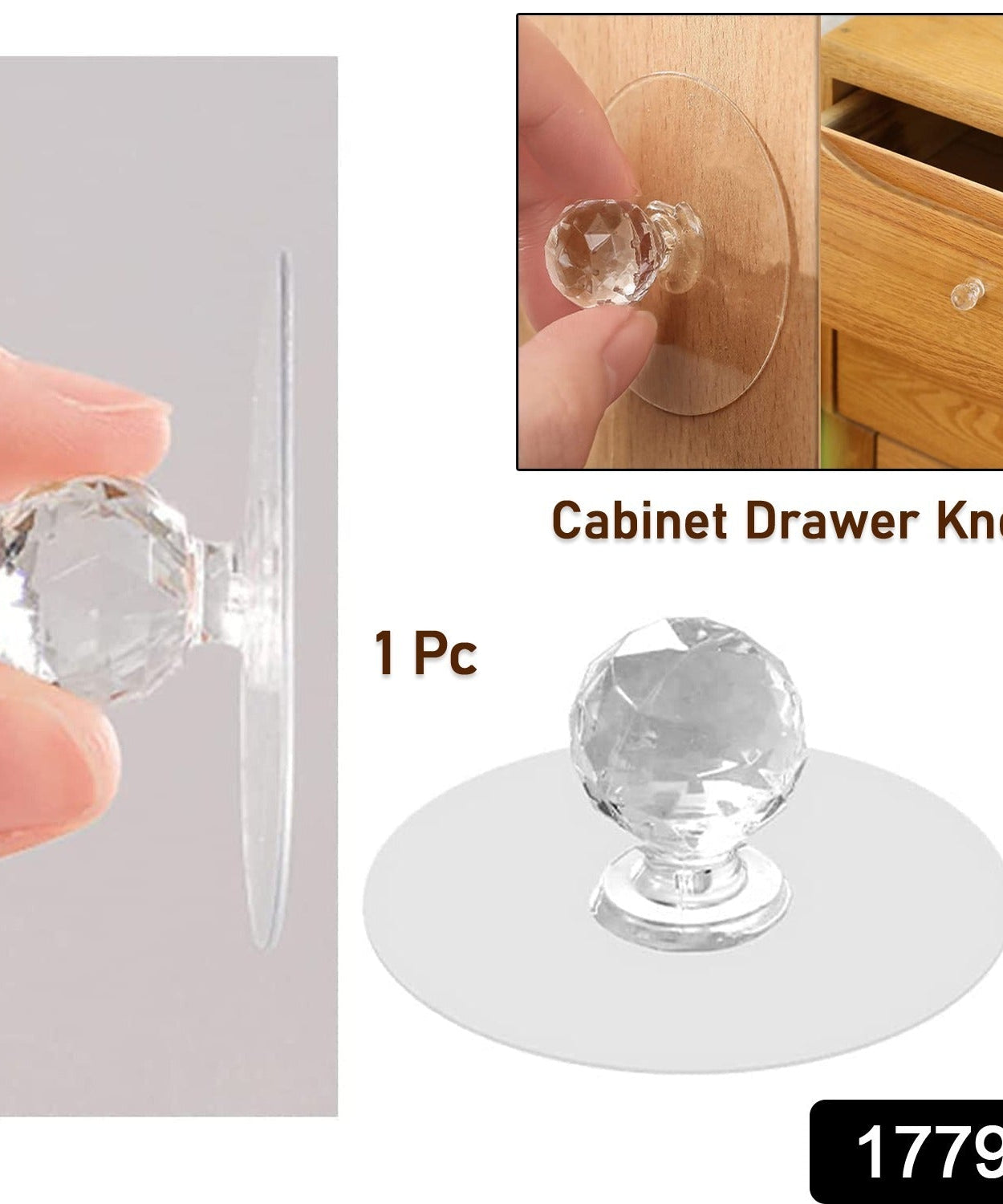Clear Diamond Crystal Cabinet Knob & Pull Handle (1 Pc)