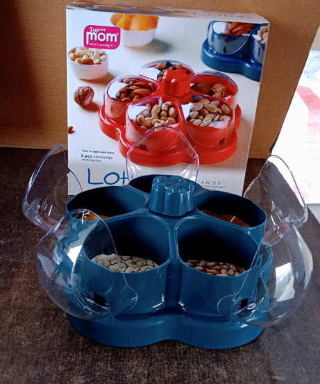 Supermom Lotus Shape Rotating Dry Fruit & Snack Organizer Box with Compartments (1 Pc)