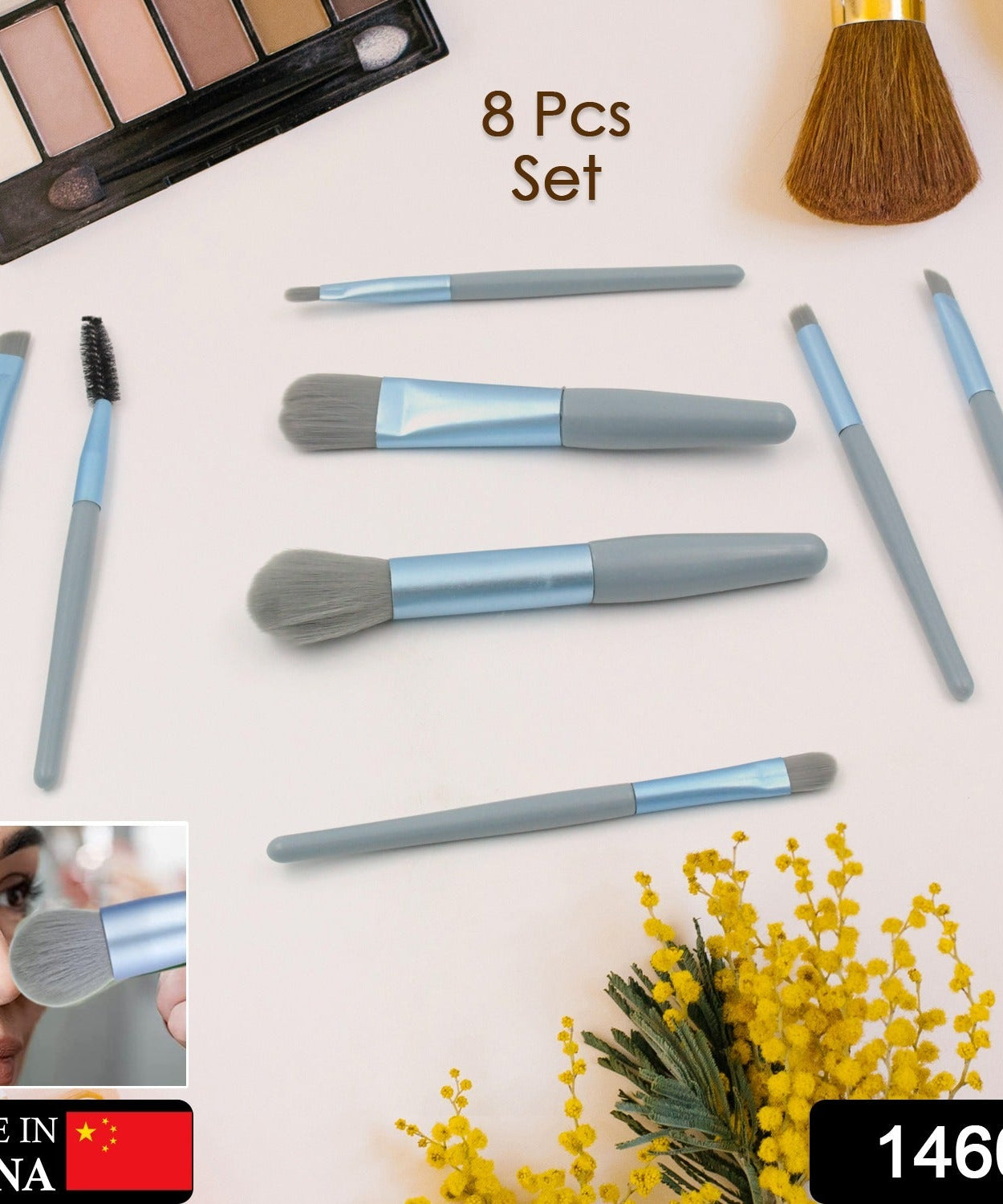 8-Piece Mini Makeup Brush Kit – Portable Premium Synthetic Set with Case (Mix Colors)