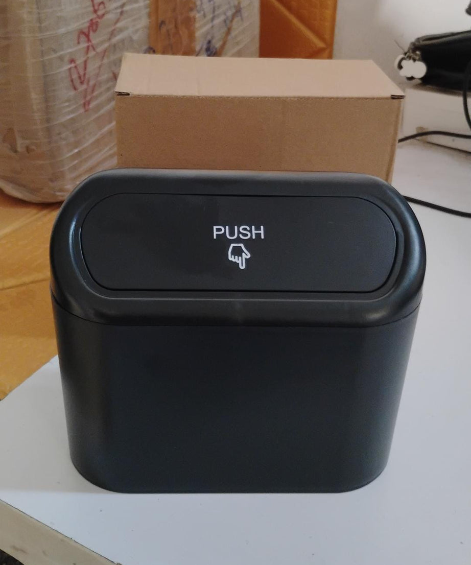 Plastic Mini Car Trash Can / Bin with Lid (1 Pc / With Brown Box)