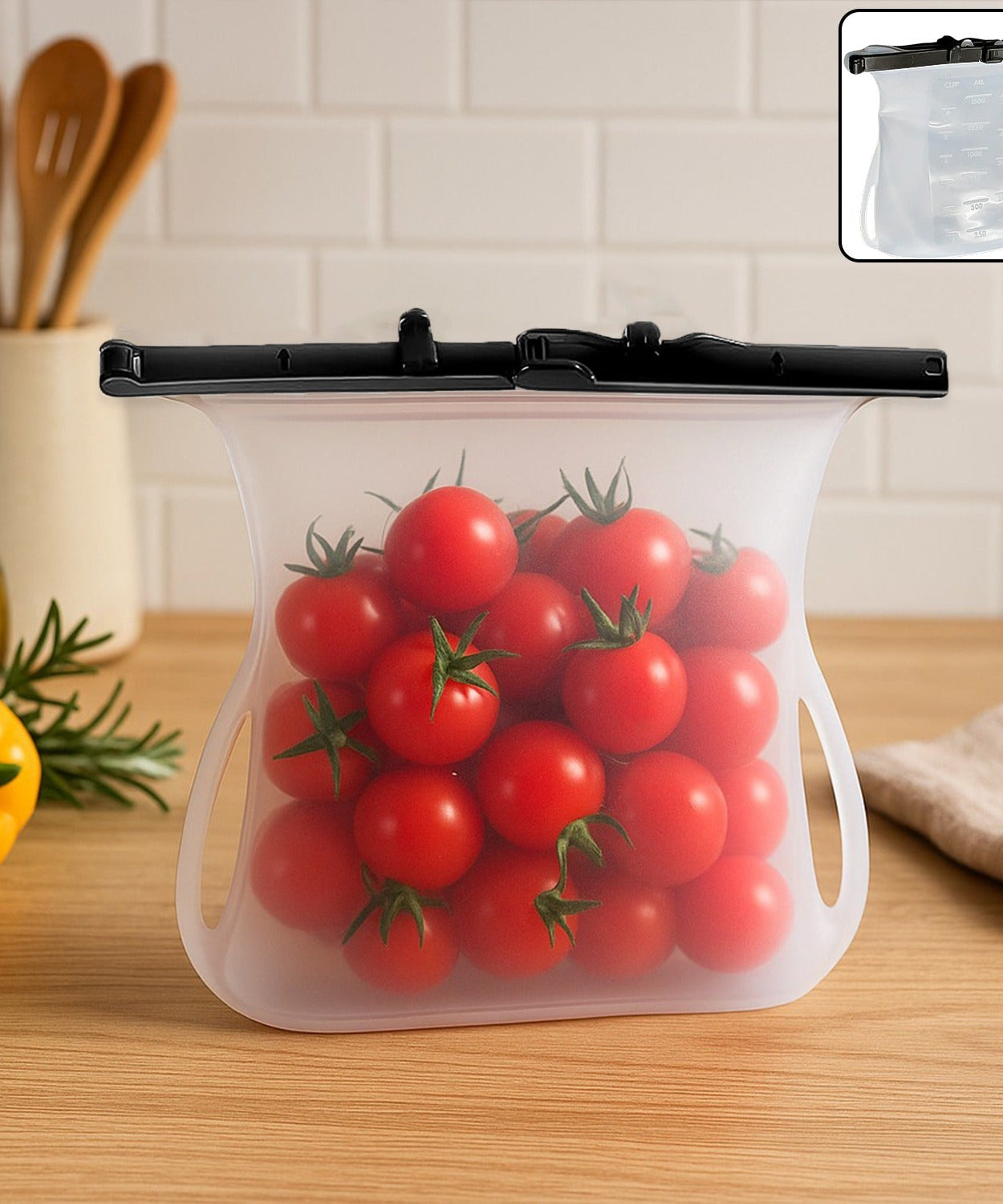 Reusable Silicone Food Storage Bag – Leakproof, Flat Bottom, Freezer & Microwave Safe, BPA-Free Snack & Sandwich Bag (1 Pc)