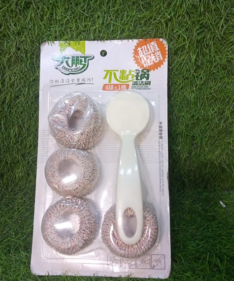 Multi-purpose cleaning brush with long handle and extra head