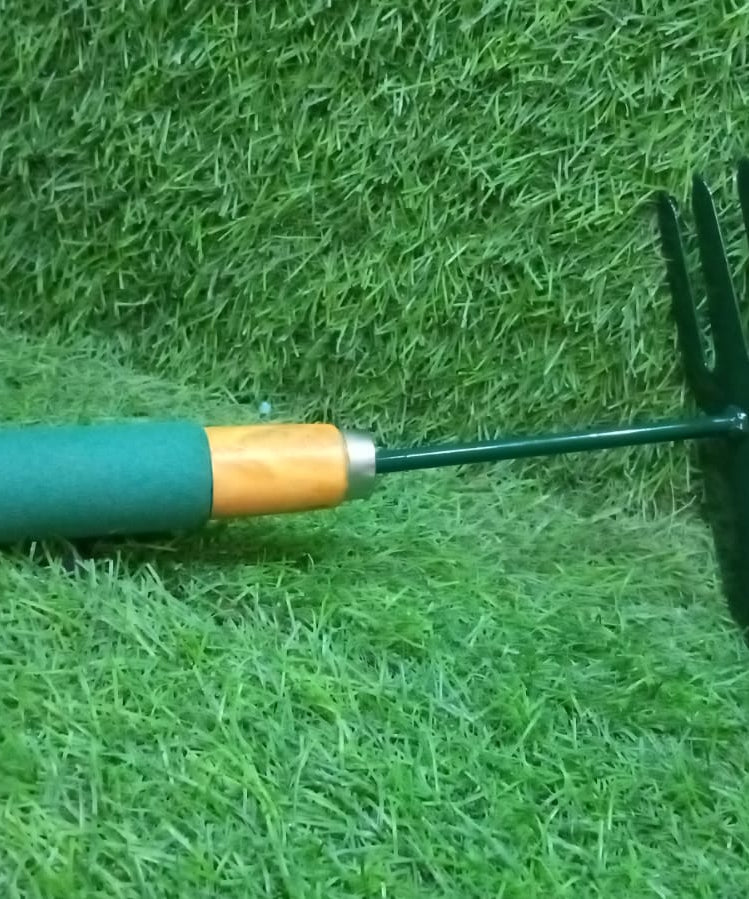 Gardening tool with wooden handle