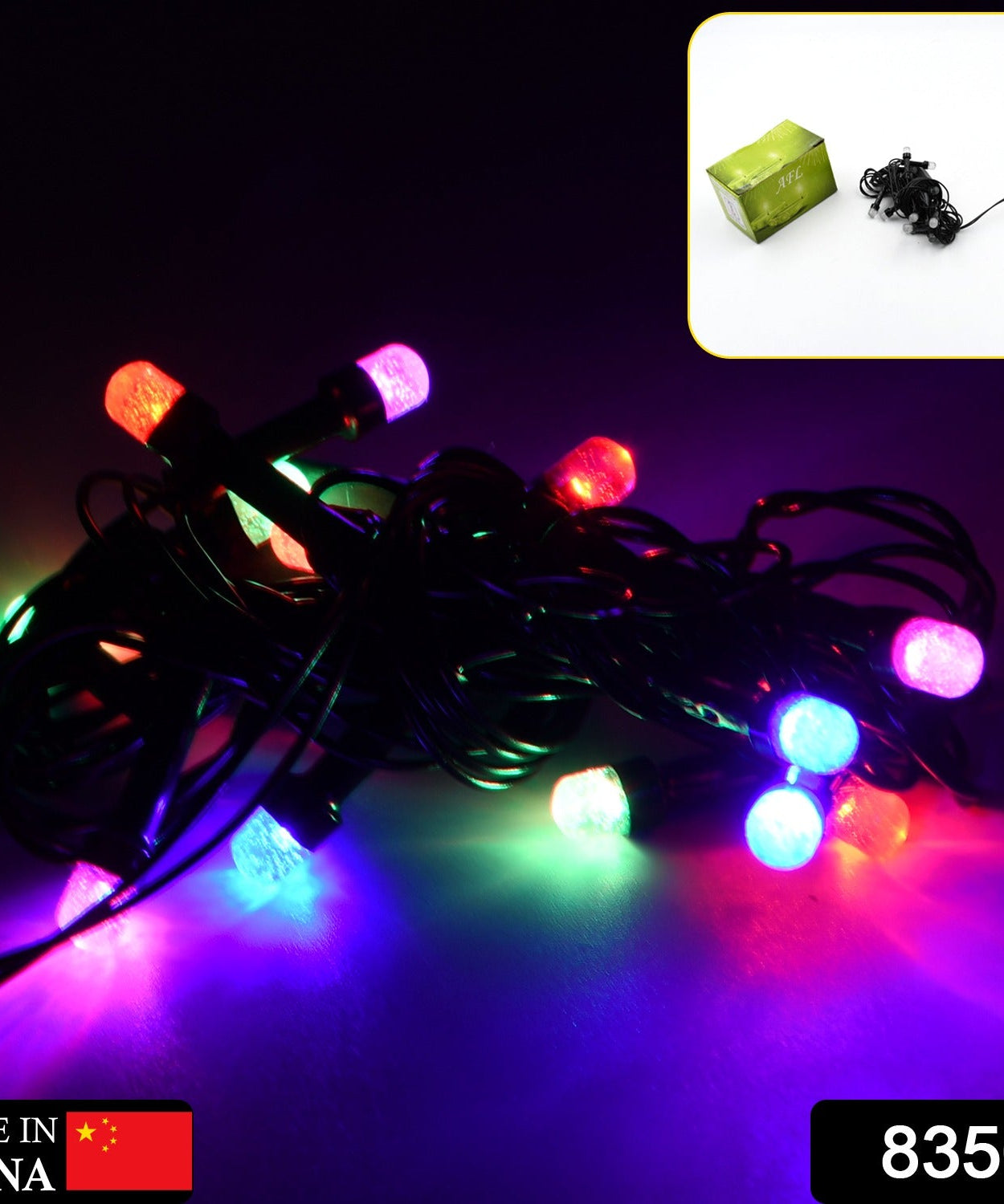 Multi-color LED string lights for home decoration.