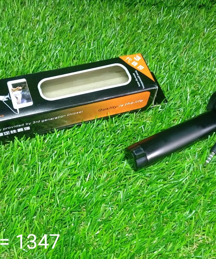 Selfie stick with aux wire for clear shots.