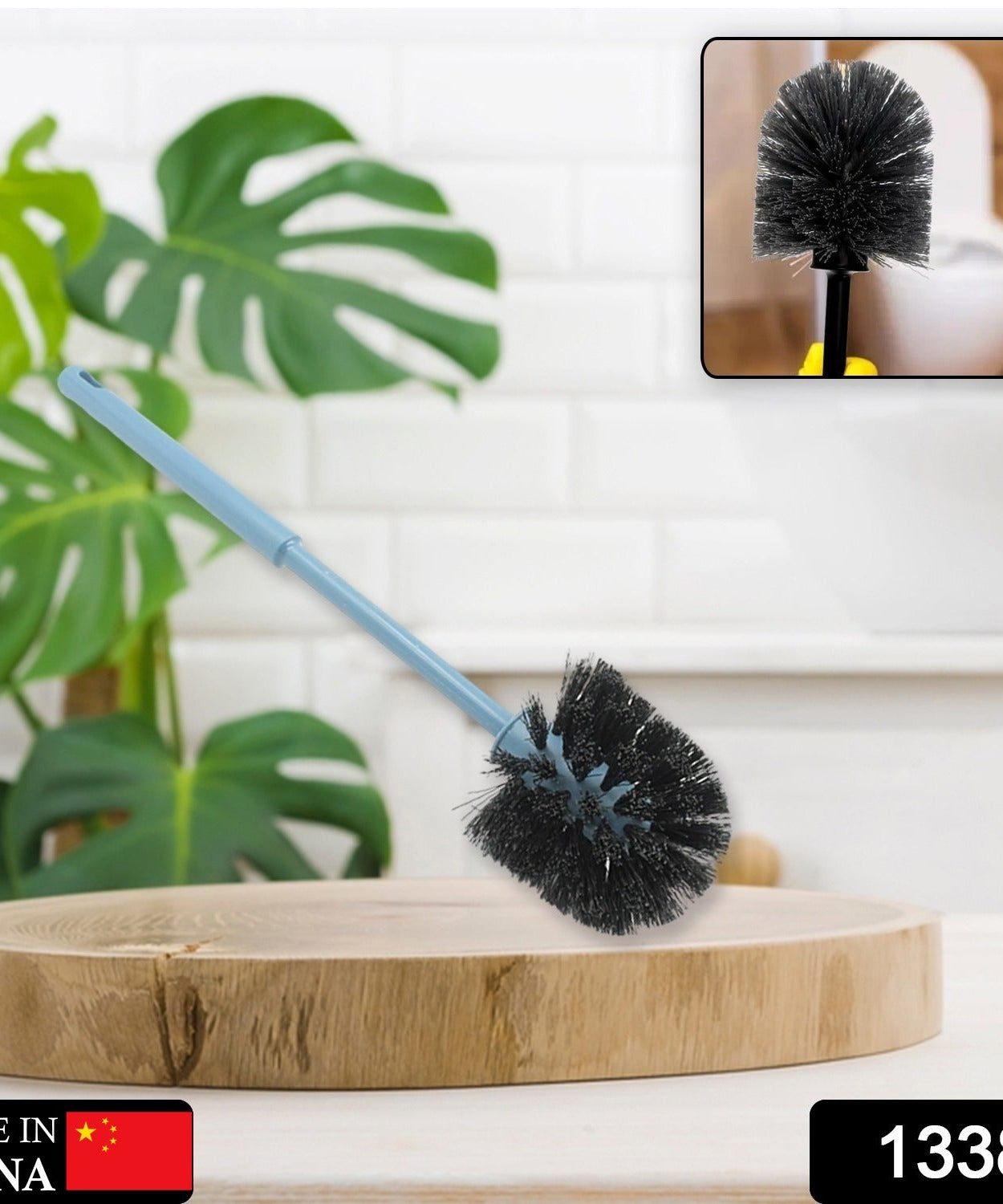 Round toilet brush with sturdy bristles for thorough cleaning