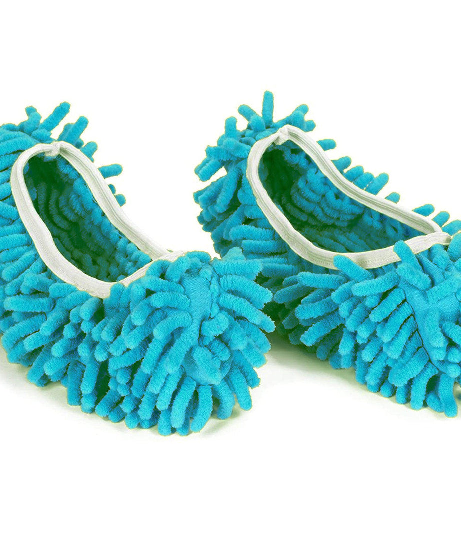 Multi-function cleaning slippers with washable mop pads.