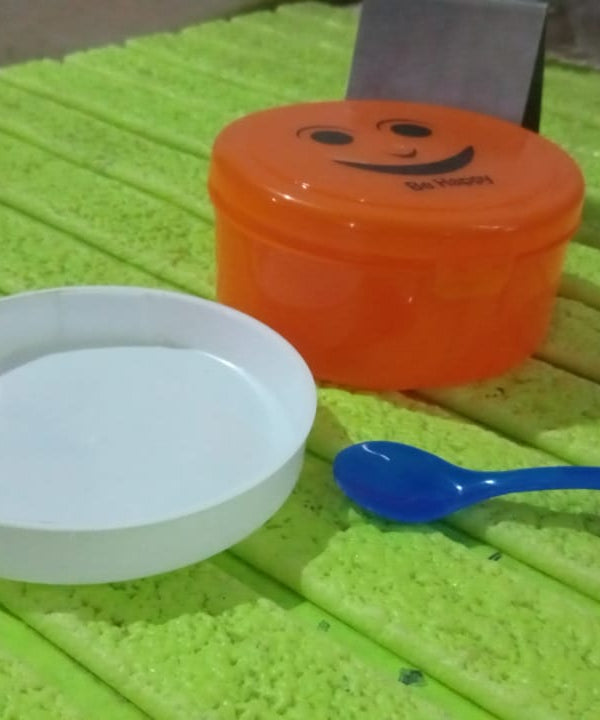 Smily Plastic lunch box, Small Box With 2in1 Spoon pack of 1