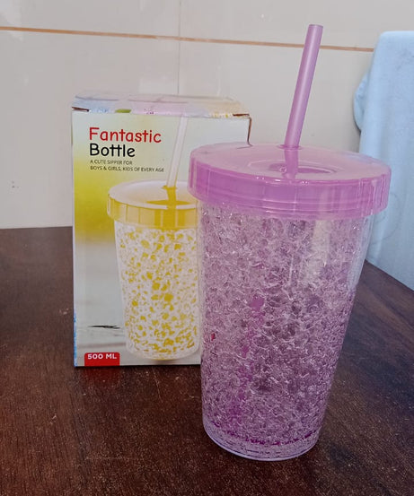Plastic Reusable Sipper Tumbler with Lid and Straw (1 Pc / 500 ML / Mix Color / 1 Pc)