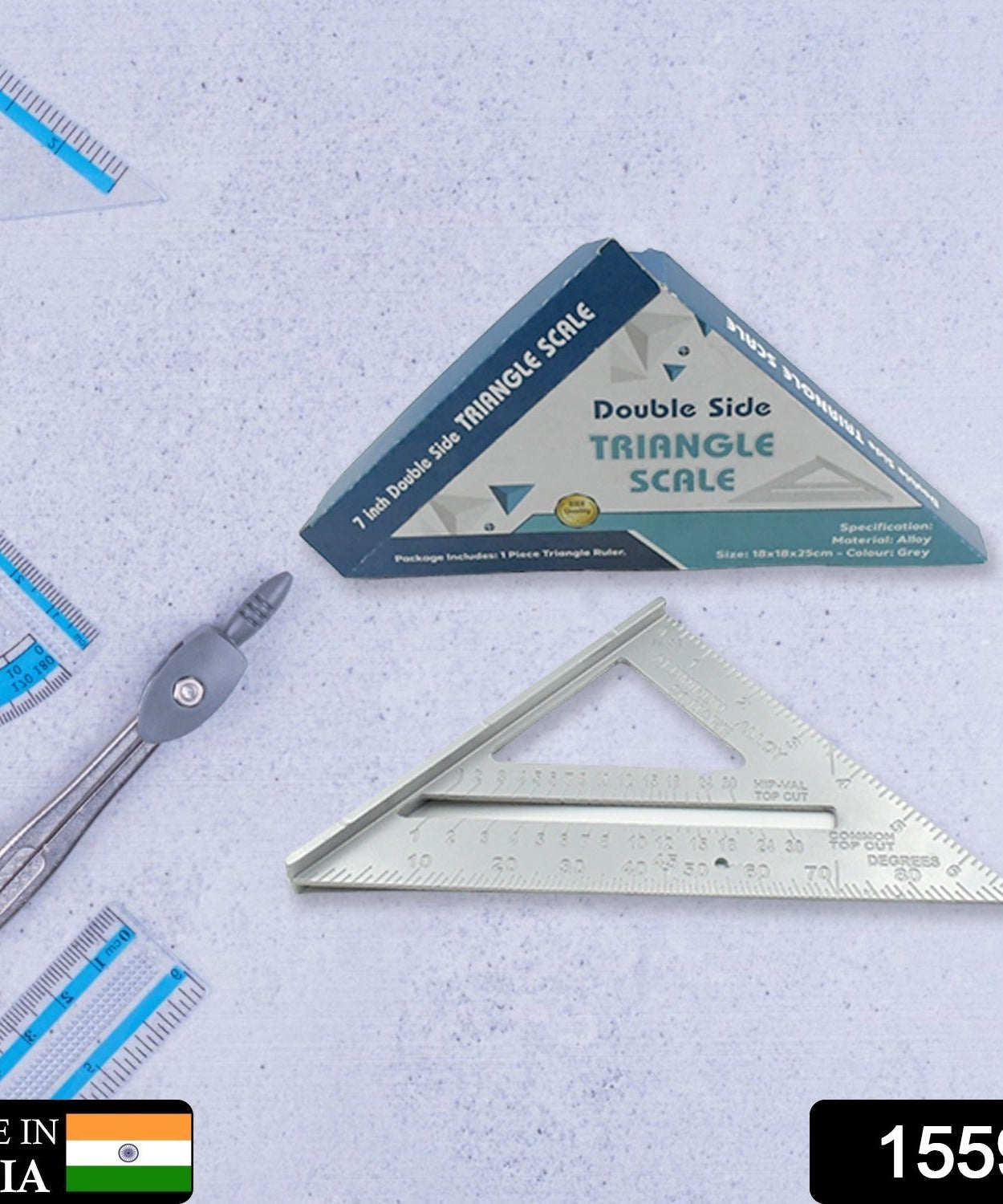 Double-Sided 45° Triangle Ruler – 7-Inch Aluminum Alloy Rafter Square for Home & Industrial Use