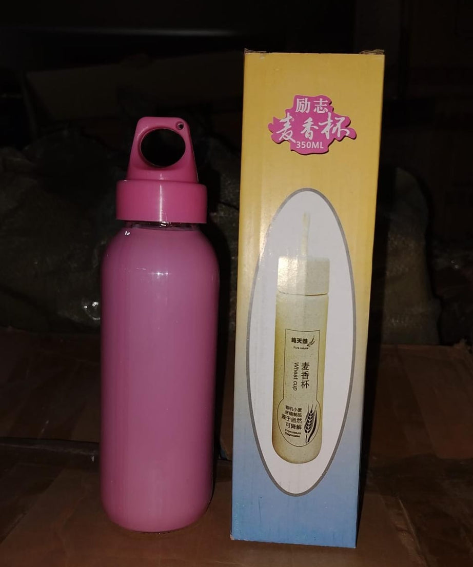 PORTABLE GLASS WATER BOTTLE, CREATIVE GLASS BOTTLE WITH GLASS WATER ( Mix Design)