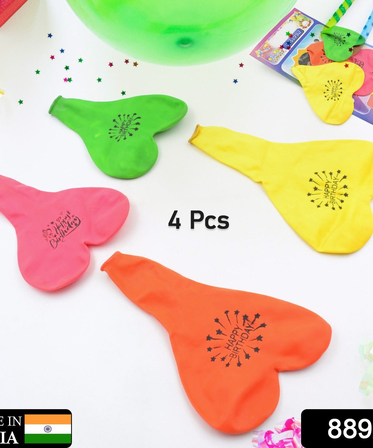 Heart shaped balloons Kinds of Rainbow Party Latex Balloons for Birthday / Anniversary / Valentine's / Wedding / Engagement Party Decoration Multicolor (4 Pcs Set)