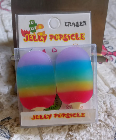 Jelly Popsicle Erasers – Cute & Fancy Mini Erasers for Kids (2 Pc Set, Mix Design)