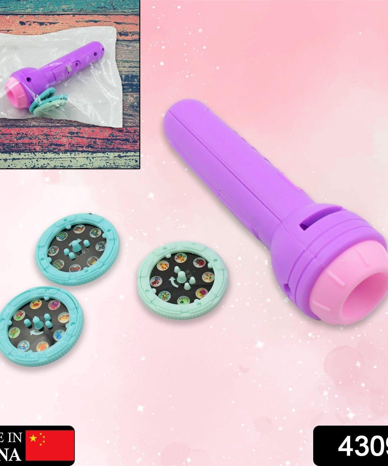 Projector torch with 3 slides for children's entertainment