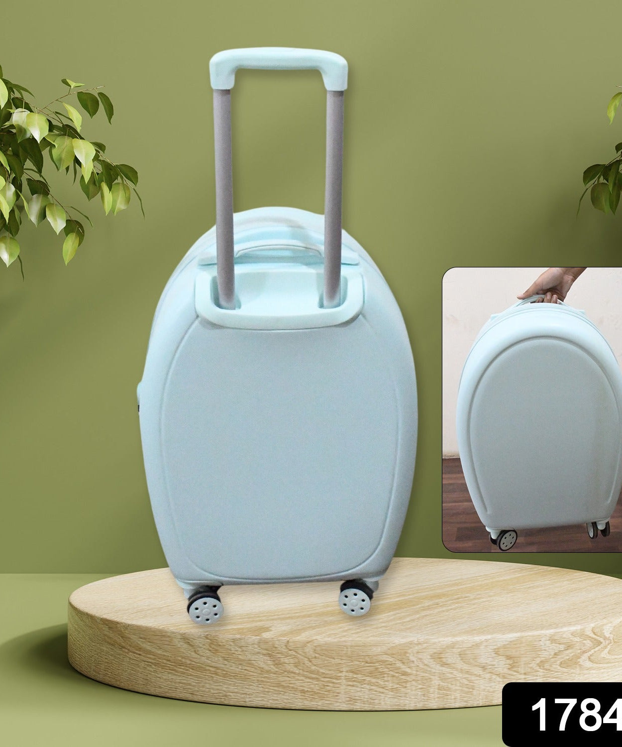 17849 Suitcase For Kids, Girls Green Small Cabin Hard Cover Holiday Carry On Trolley with Extendable Handle, Children's Luggage, Trolley Rolling Luggage for Toddlers Men Woman (Mix Color)