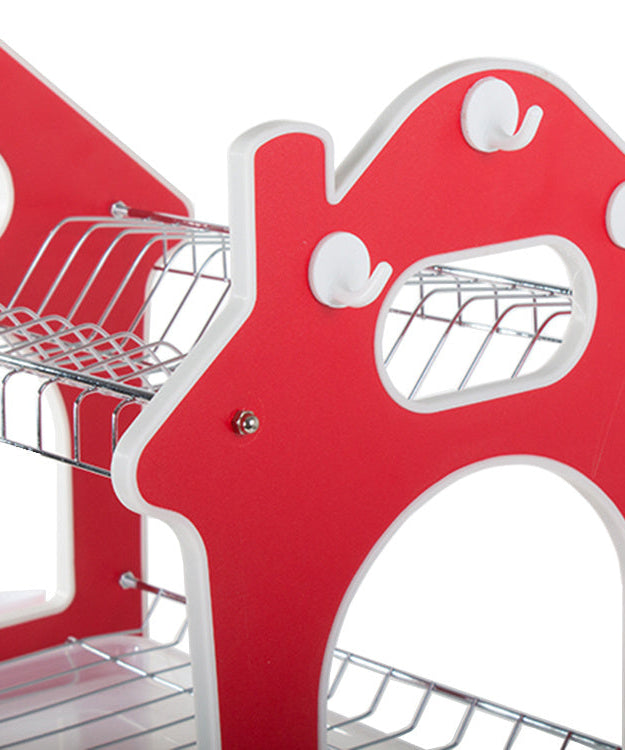 Stainless steel dish rack with multiple tiers